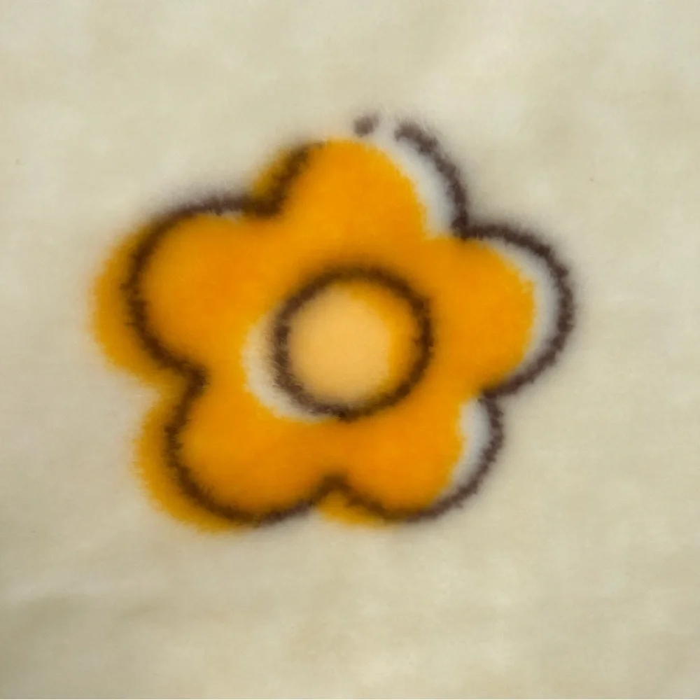 VTG Minky Kawaii Bear Butterflies Flowers Plush Blanket Colorful Soft 41x57 GUC